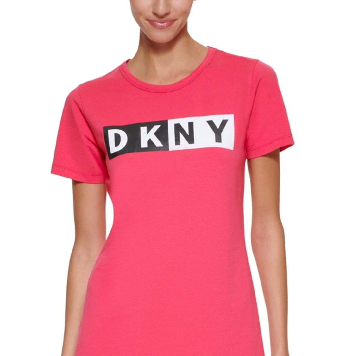 DKNY Women's Cotton Logo T-Shirt Dress Pink