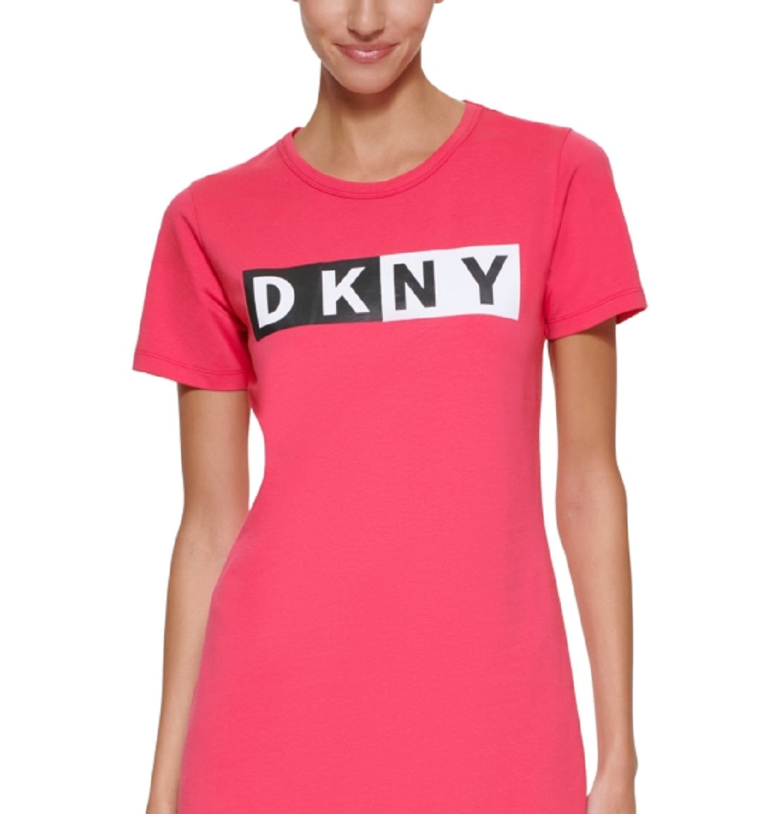 DKNY Women's Cotton Logo T-Shirt Dress Pink Size X-Small