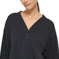 DKNY Women's Cropped Henley Lounge Sweatshirt Black Size Medium