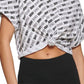DKNY Women's Outline Logo Print Cropped Boxy T-Shirt White Size Small