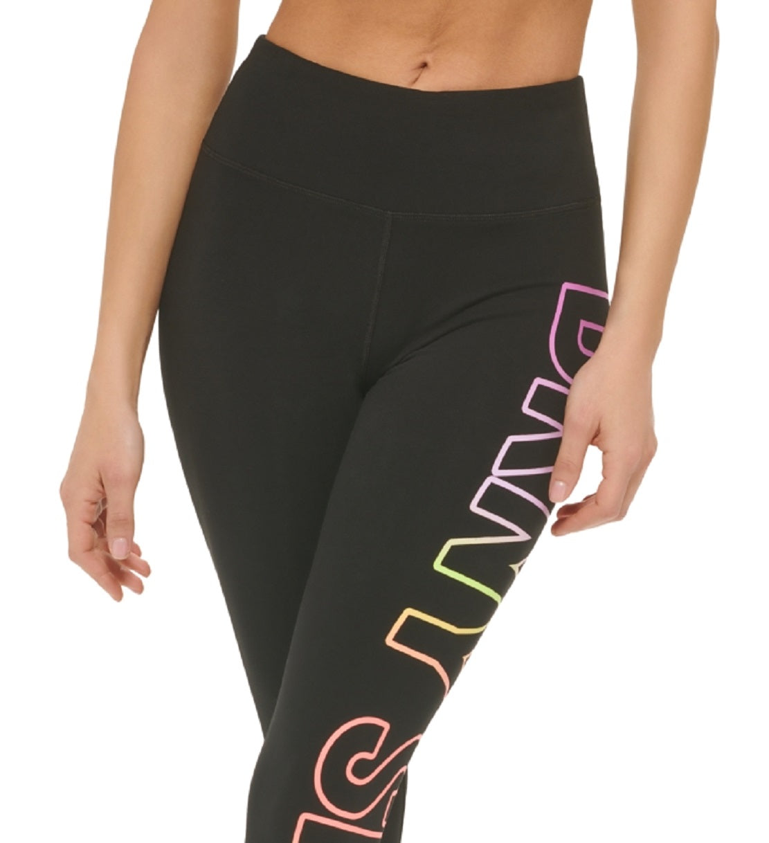 DKNY Women's Exploded Ombre Logo 7/8 Leggings Black Size Large