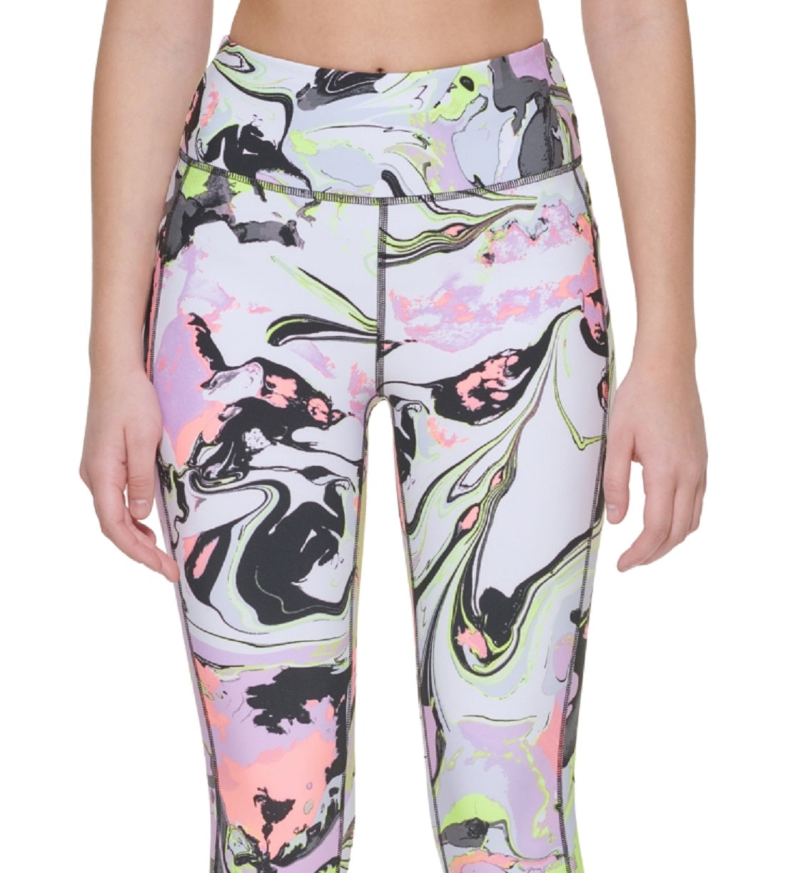 DKNY Women's Printed High Waist 7/8 Leggings Pink Size Medium