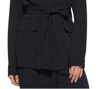 DKNY Women's Utility Belted Blazer Blue Size X-Large