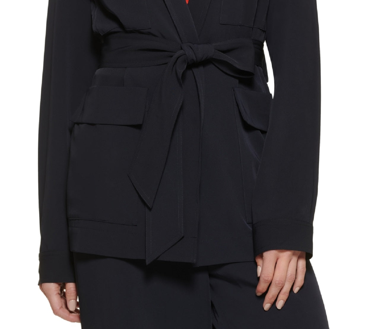 DKNY Women's Utility Belted Blazer Blue Size Medium