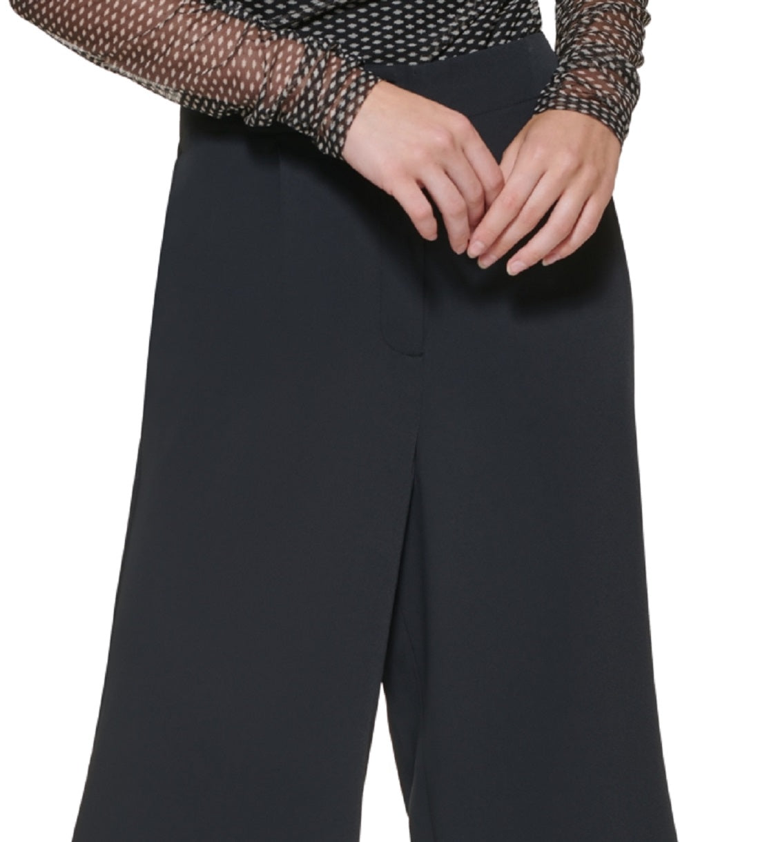 DKNY Women's Split Hem Wide Leg Pants Black