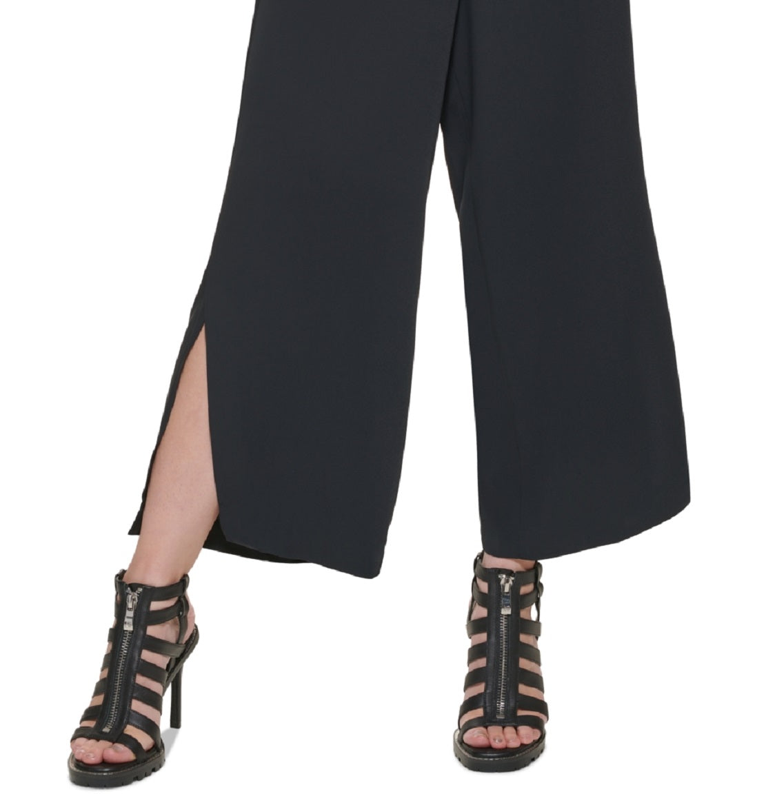 DKNY Women's Split Hem Wide Leg Pants Black