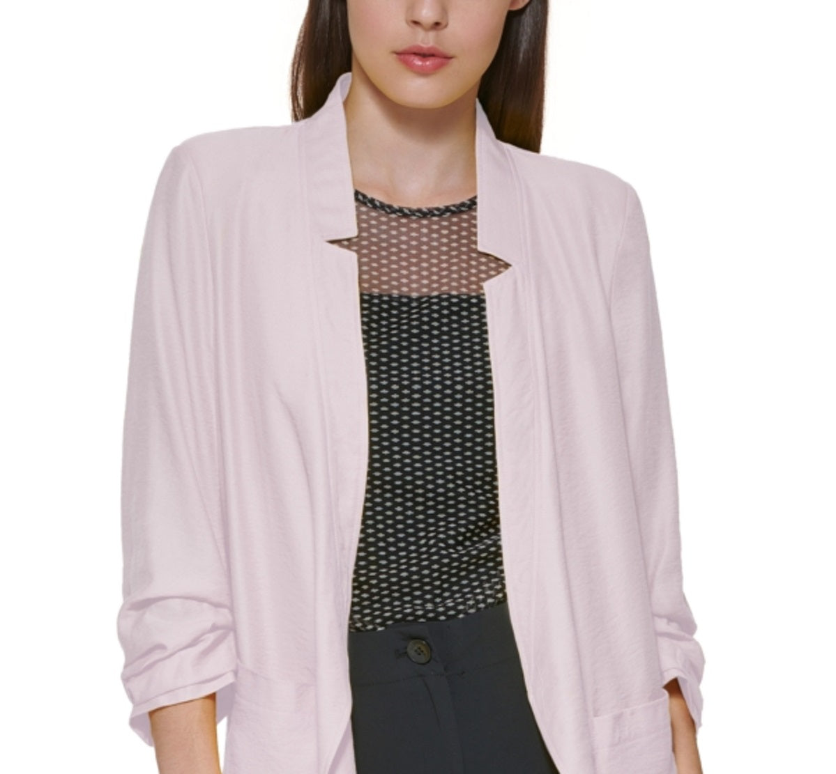 DKNY Women's Scrunch Sleeve Oversize Blazer Pink Size X-Large