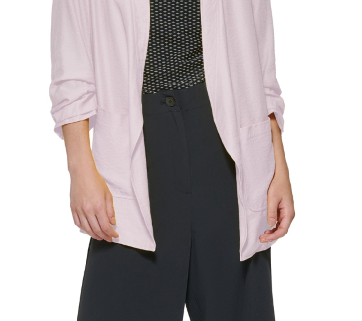 DKNY Women's Scrunch Sleeve Oversize Blazer Pink Size X-Large