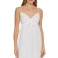 DKNY Women's V Neck Front Tie Maxi Dress Cover Up Swimsuit White Size Large
