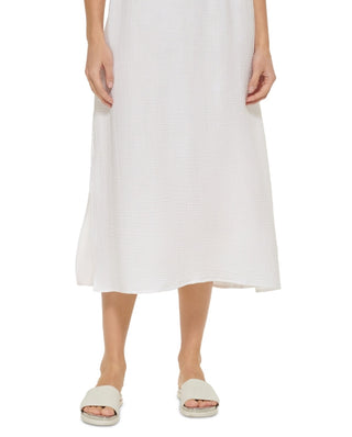 DKNY Women's V Neck Front Tie Maxi Dress Cover Up Swimsuit White Size Large