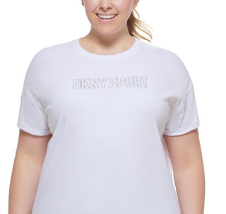 DKNY Women's Cotton Logo T Shirt White Size 1X