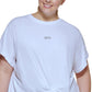DKNY Women's Knot Front Metallic Logo T Shirt White Size 1X