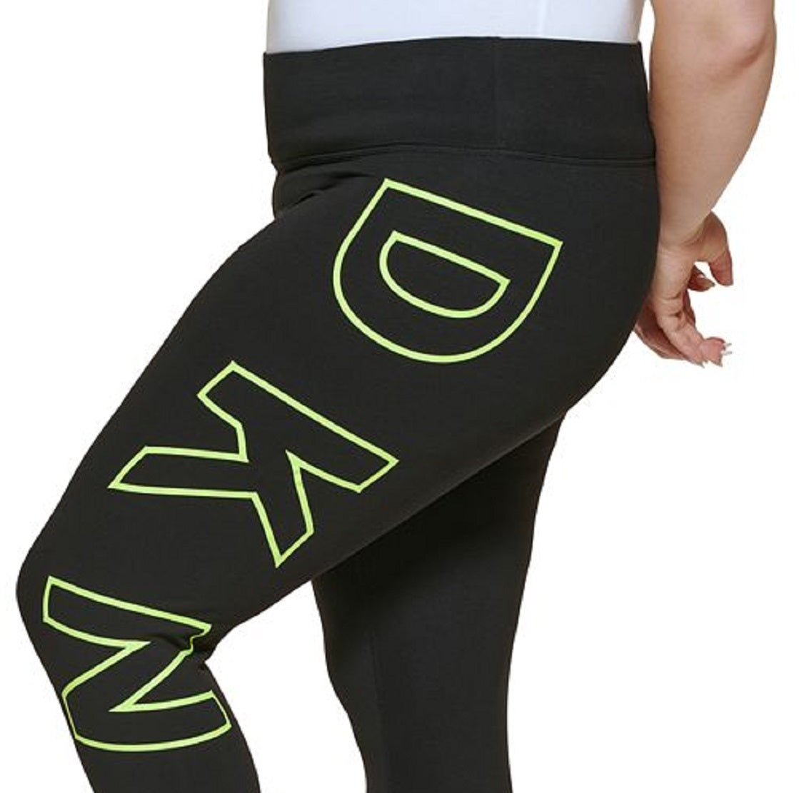 DKNY Women's High Waisted 7/8 Exploded Logo Leggings Black Size 3X