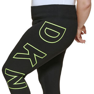 DKNY Women's High Waisted 7/8 Exploded Logo Leggings Black Size 3X