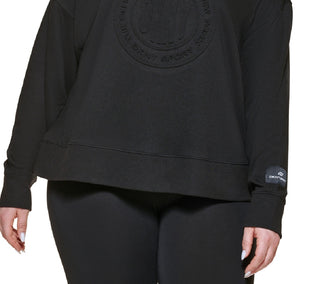 DKNY Women's Embossed Medallion Sweatshirt Black Size 3X