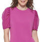 DKNY Women's Mixed Media Puff Sleeve Top Purple Size Medium