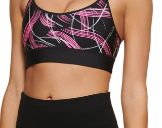 DKNY Women's Electric Shock Printed Sports Bra Pink Size X-Large