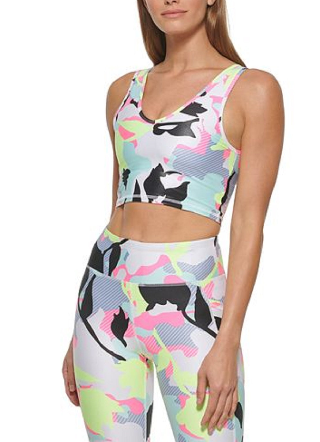 DKNY Women's Camo Floral Print 7/8 Leggings Blue Size Small