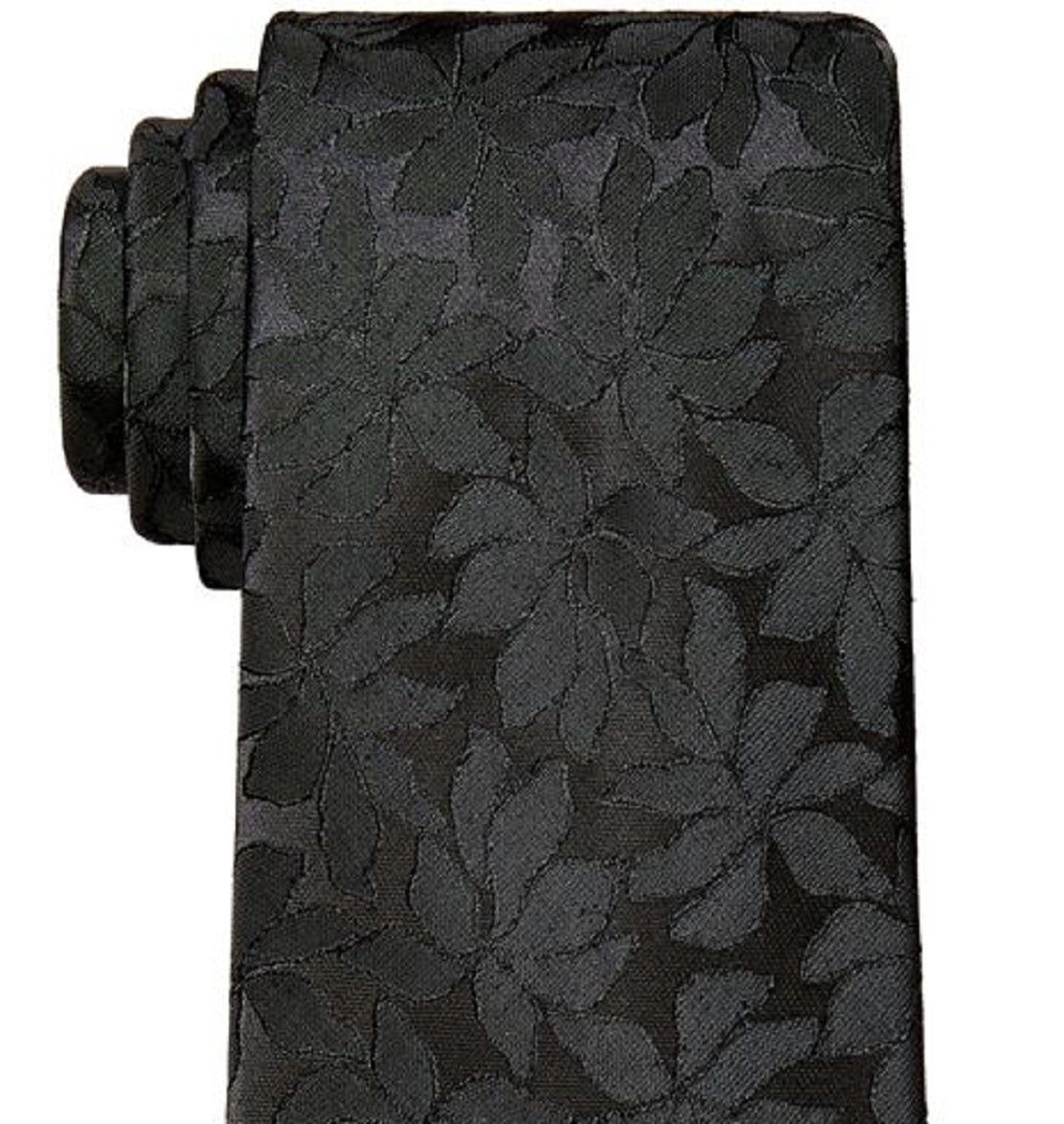 Calvin Klein Men's Slim Botanical Sateen Tie Black Size Regular