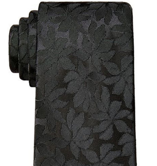 Calvin Klein Men's Slim Botanical Sateen Tie Black Size Regular