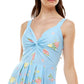 Planet Gold Junior's Floral Print Fit & Flare Dress Blue Size Large