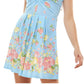 Planet Gold Junior's Floral Print Fit & Flare Dress Blue Size Large