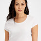 Jamie & Layla Women's Scoop Neck Cap Sleeve T-Shirt White Size Petite X-Large