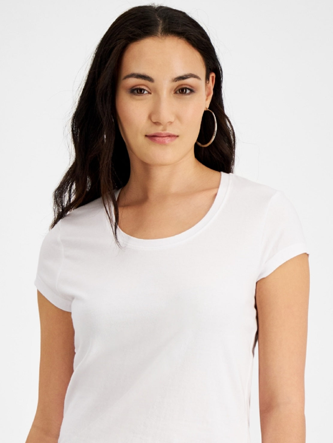Jamie & Layla Women's Scoop Neck Cap Sleeve T-Shirt White Size Petite X-Large