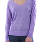 GUESS Women's Dropped Shoulder V Neck Ribbed Sweater Purple Size X-Large
