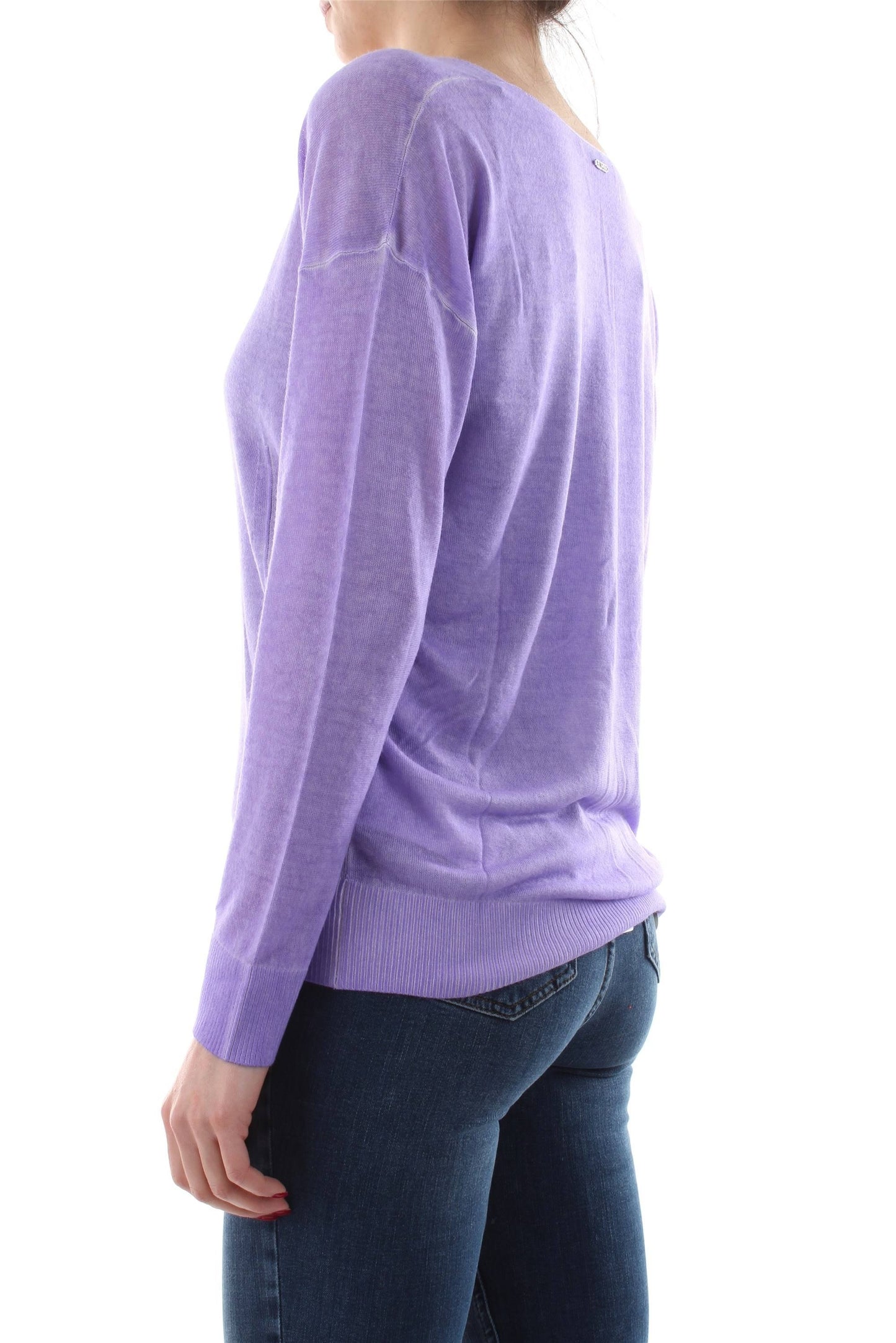 GUESS Women's Dropped Shoulder V Neck Ribbed Sweater Purple Size X-Large