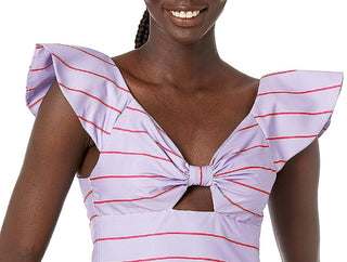 GUESS Women's Nami Flutter Sleeve Top Purple Size Large