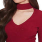 GUESS Women's Lea Cutout Sequined Ribbed 3/4 Sleeve Sweater Red Size Small