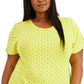 Alfani Women's Dot Print Top Yellow Size 2X