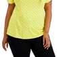 Alfani Women's Dot Print Top Yellow Size 2X