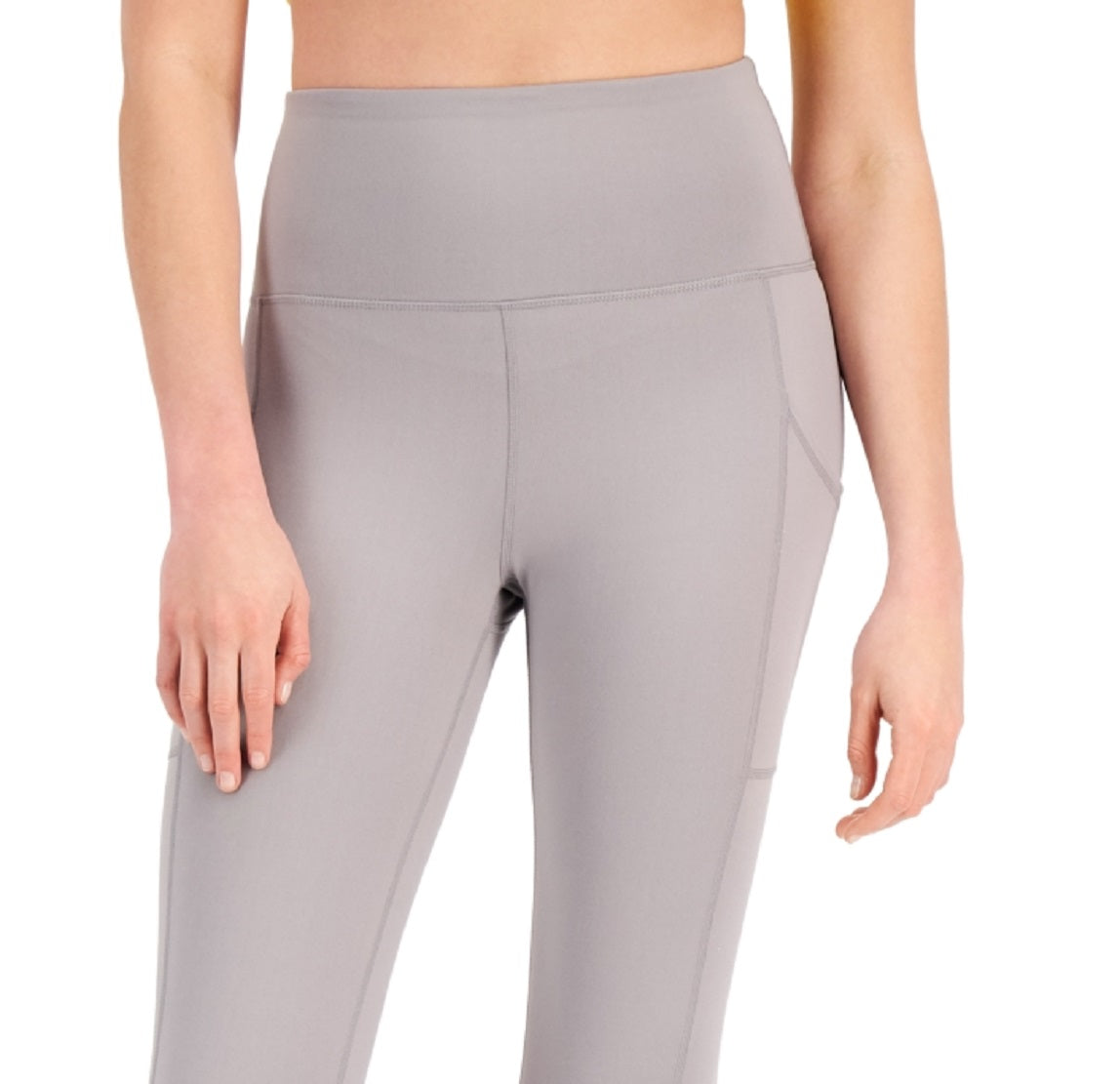 ID Ideology Women's Compression High Rise Side Pocket Cropped Leggings Gray Size Petite Small