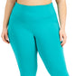 ID Ideology Women's Striped Side Pocket 7/8 Leggings Green Size 2X