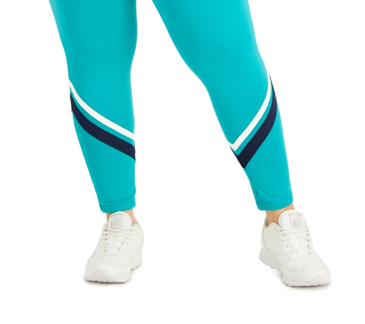 ID Ideology Women's Striped Side Pocket 7/8 Leggings Green Size 2X