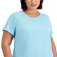 ID Ideology Women's Birdseye Mesh T-Shirt Blue Size 3X
