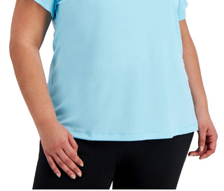ID Ideology Women's Birdseye Mesh T-Shirt Blue Size 3X
