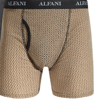 Alfani Men's 5 Pk Tile & Solid Boxer Briefs Brown Size Small