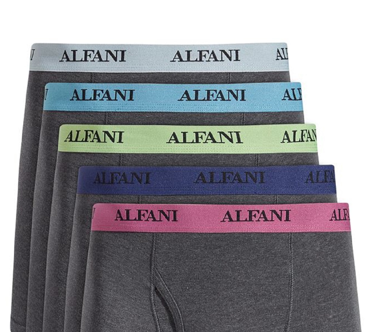 Alfani Men's 5 Pk Contrast Waistband Boxer Briefs Gray Size Small