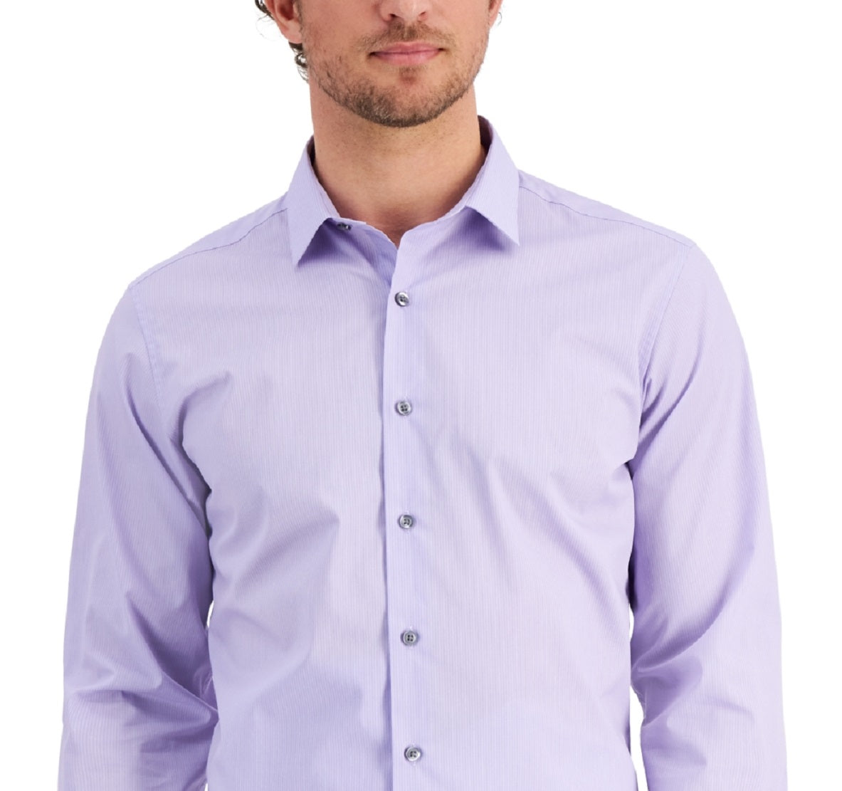 Alfani Men's Slim Fit Stripe Dress Shirt Purple Size XX-Large