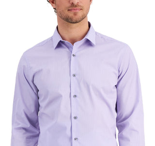 Alfani Men's Slim Fit Stripe Dress Shirt Purple Size XX-Large