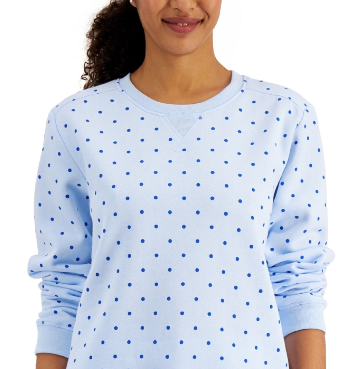 Karen Scott Women's Simple Dot Sweatshirt Blue Size X-Large