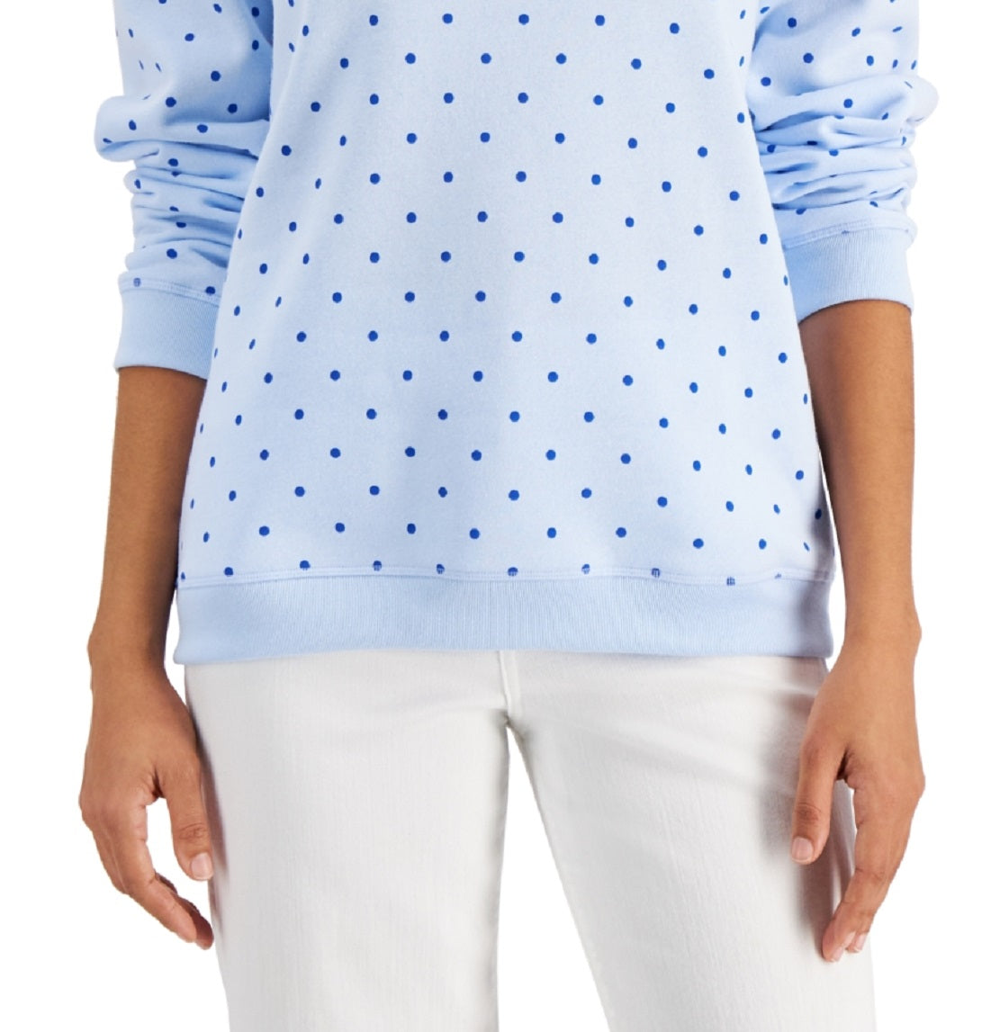 Karen Scott Women's Simple Dot Sweatshirt Blue Size X-Large