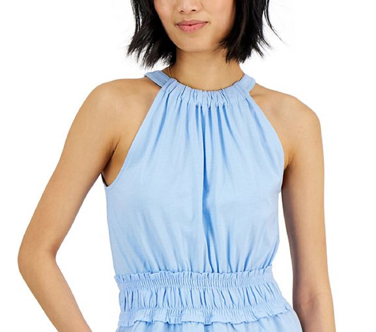 INC International Concepts Women's Smock Waist Halter Top Blue Size Small