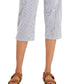 Karen Scott Women's Corded Striped Capri Pants Blue Size 16 Petite