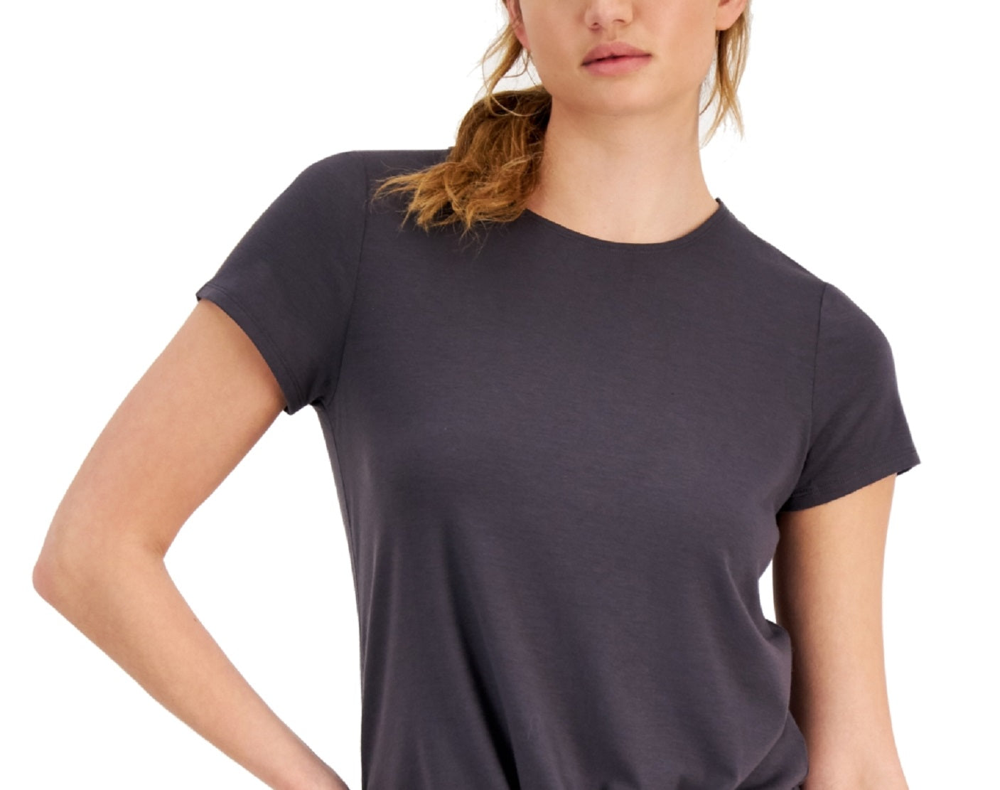 ID Ideology Women's Knot Front T-Shirt Gray Size Large