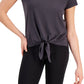 ID Ideology Women's Knot Front T-Shirt Gray Size Large
