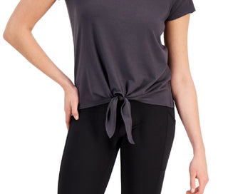 ID Ideology Women's Knot Front T-Shirt Gray Size Large